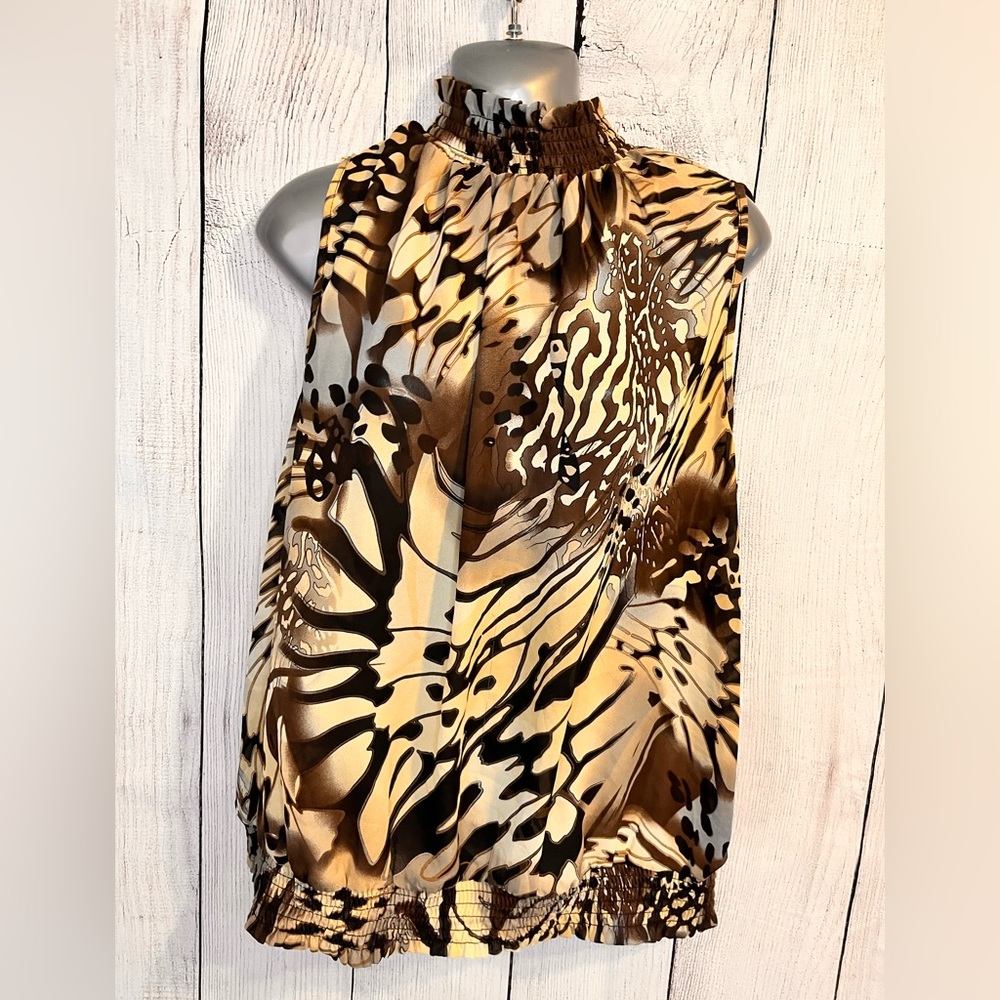 Classy, leopard, print, sleeveless top